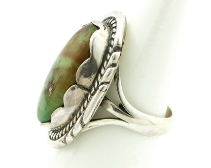 Navajo Ring .925 Silver Natural Uncolored Green Turquoise Signed Apache C.80's