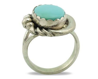 Navajo Ring .925 Silver Natural Blue Turquoise Native American Artist C.1980's