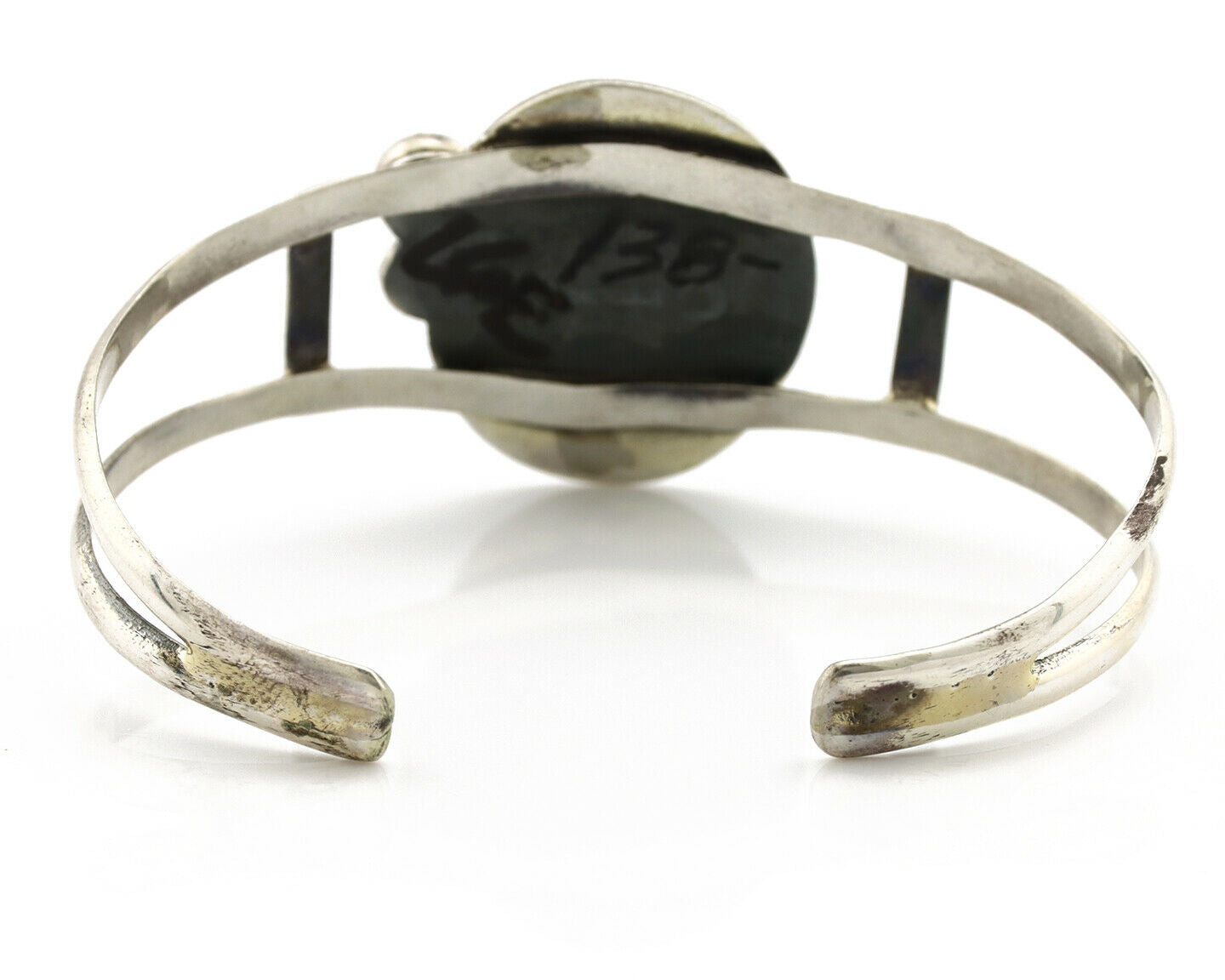 Navajo Bracelet .925 Silver Morenci Turquoise Artist Signed C Montoya 80's