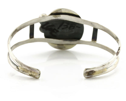 Navajo Bracelet .925 Silver Morenci Turquoise Artist Signed C Montoya 80's