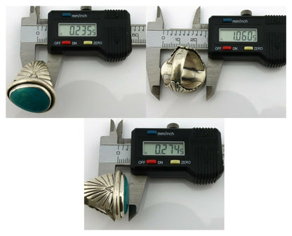 Navajo Ring .925 Silver Blue Kingman Turquoise Signed Doug Zachary C.80's