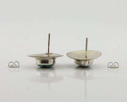 Navajo Earrings 925 Silver Blue Spiderweb Turquoise Native American Artist C90s