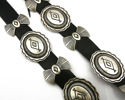Navajo Concho Belt .925 Silver Hand Stamped Artist Signed R. Martinez C.80's