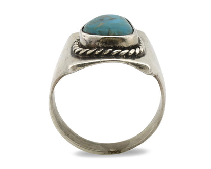 Navajo Ring .925 Silver Natural Turquoise Handmade Native American Artist C.80s