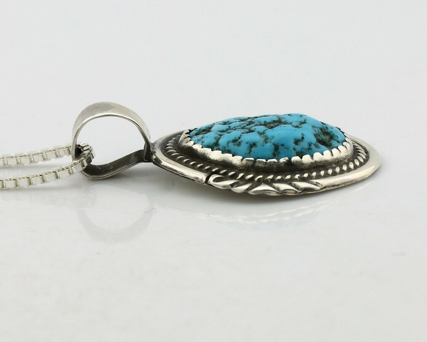 Navajo Necklace .925 Silver Sleeping Beauty Signed Anna Begay C.1980's