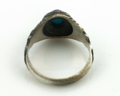Navajo Ring .925 Silver Natural Blue Turquoise Native American Artist C.80's