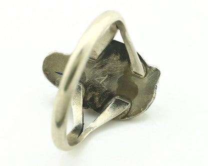 Navajo Ring .925 Silver Blue Gem Turquoise Native American Artist C.80's