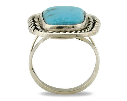 Navajo Ring .925 Silver Blue Sleeping Beauty Turquoise Signed D C.80's