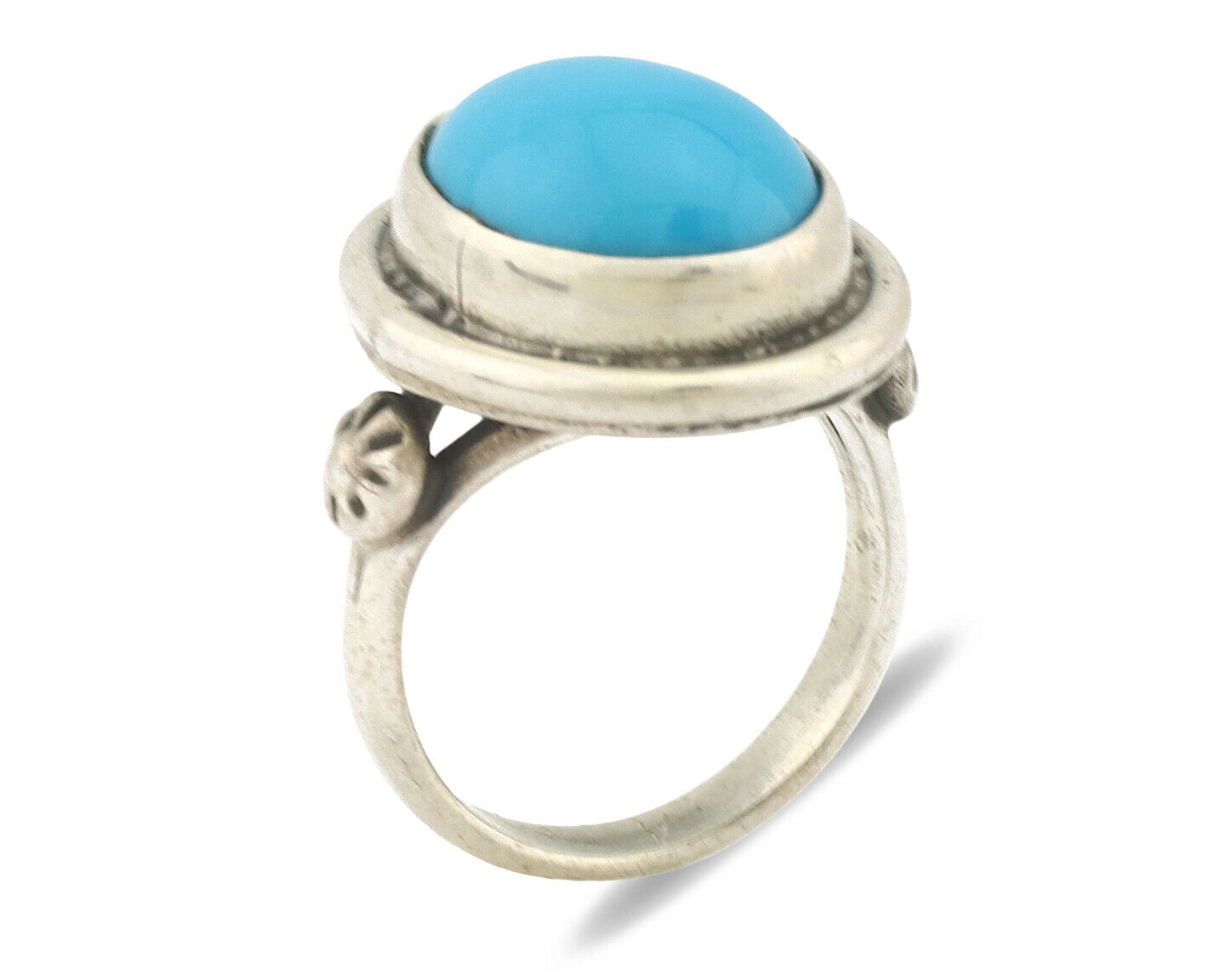 Navajo Ring .925 Silver Natural Blue Turquoise Native American Artist C.1980's