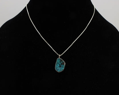 Navajo Handmade Necklace 925 Silver Blue Morenci Turquoise Native Artist C.80's