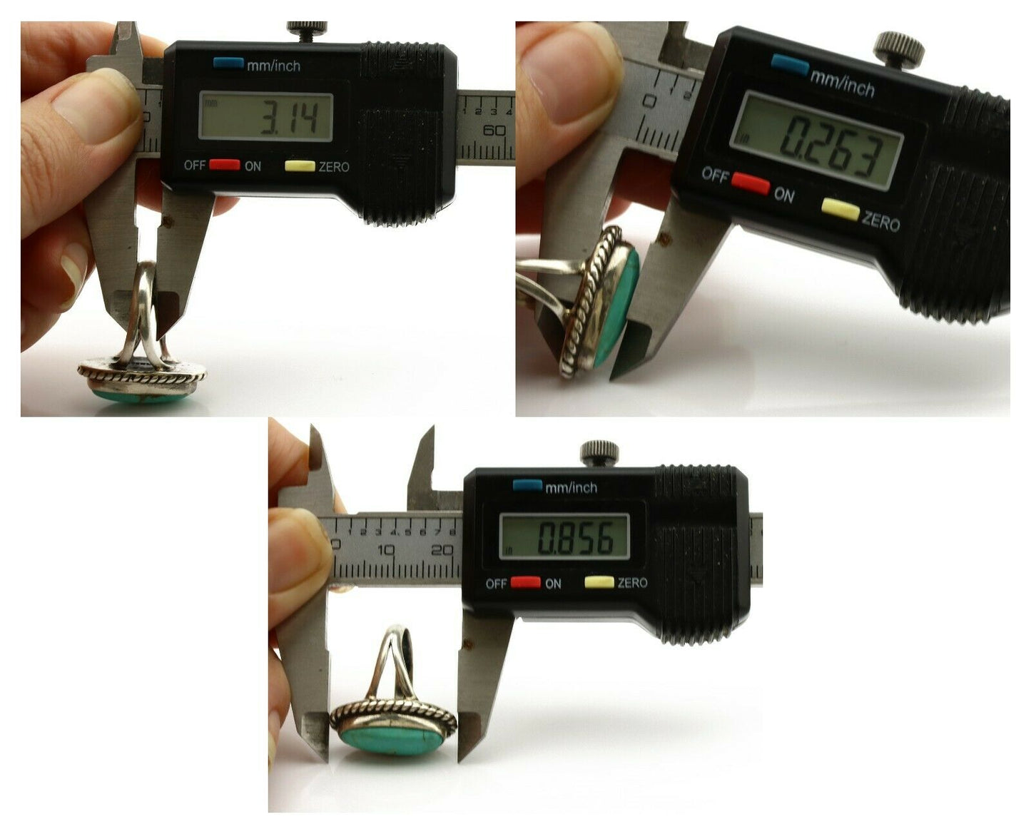 Navajo Ring .925 Silver Kingman Turquoise Native American Artist C.1980's