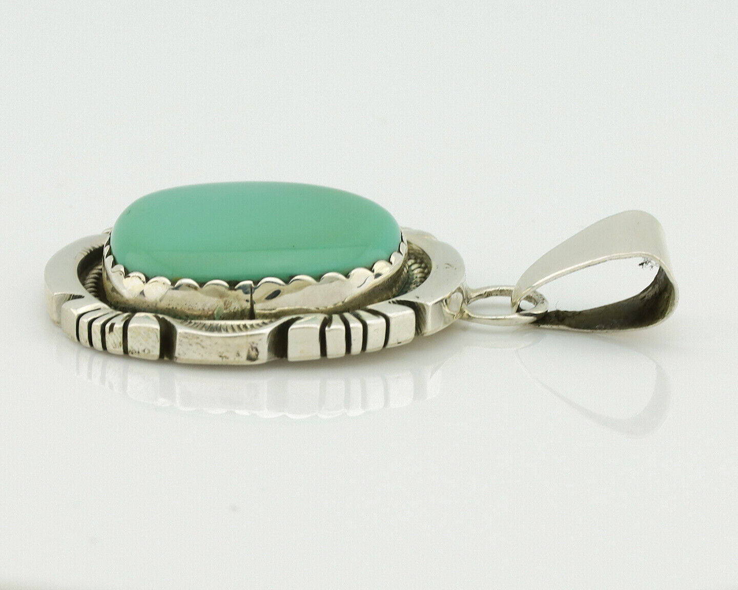 Navajo Necklace .925 Silver Arizona Turquoise Signed Jon McCray C.1980's