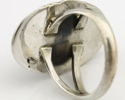 Navajo Ring .925 Silver Kingman Turquoise Native American Artist C.1980's
