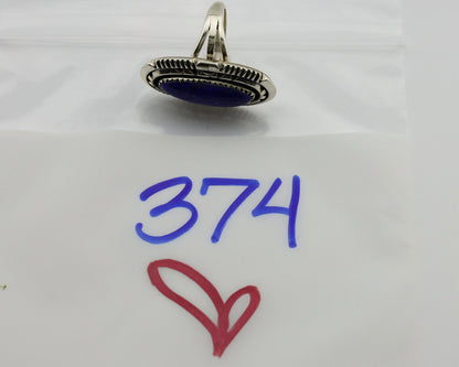 Navajo Ring 925 Silver Natural Lapis Lazuli Artist Signed William Denetdale C80s
