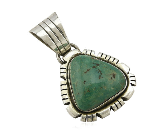 Navajo Pendant .925 Silver Kingman Turquoise Signed Artist FT C.80's