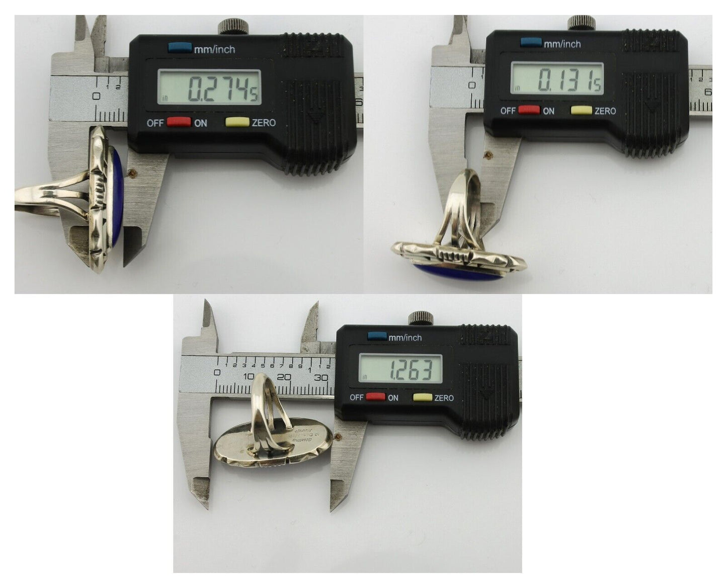 Navajo Ring 925 Silver Natural Lapis Lazuli Artist Signed William Denetdale C80s