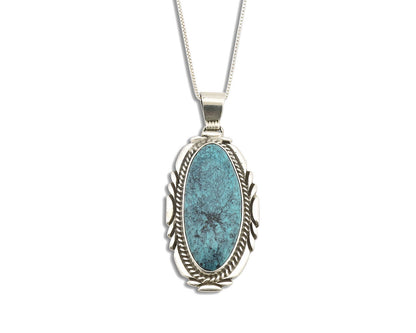 Navajo Necklace 925 Silver Blue Spiderweb Turquoise Native Artist Signed C.80's