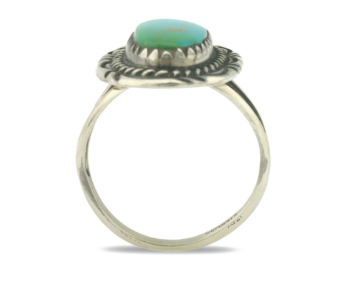 Navajo Ring .925 Silver Natural Turquoise Native American Artist C.1980's