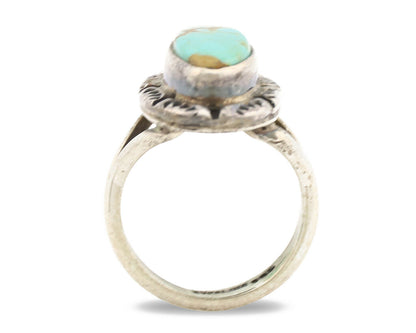 Navajo Ring .925 Silver Kingman Turquoise Artist Signed Gecko C.80's