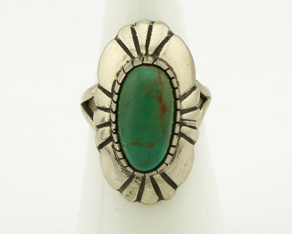 Navajo Ring .925 Silver Green Turquoise Signed M Montoya C.80's
