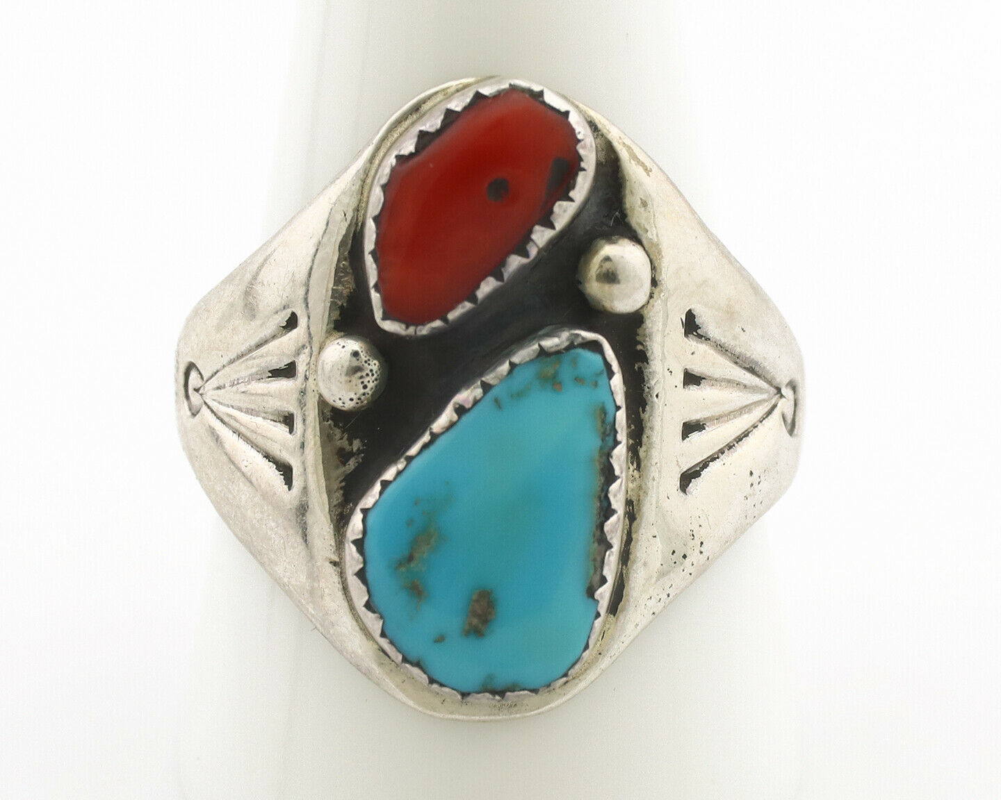 Zuni Ring .925 Silver Natural Blue Turquoise Native American Artist C.1980's