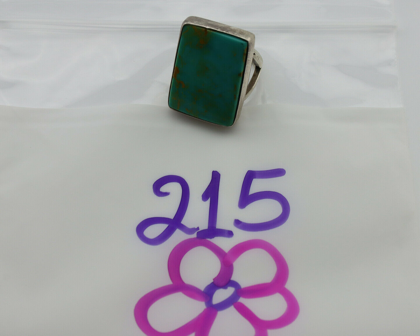 Navajo Ring .925 Silver Kingman Turquoise Artist Signed Gecko C.80's