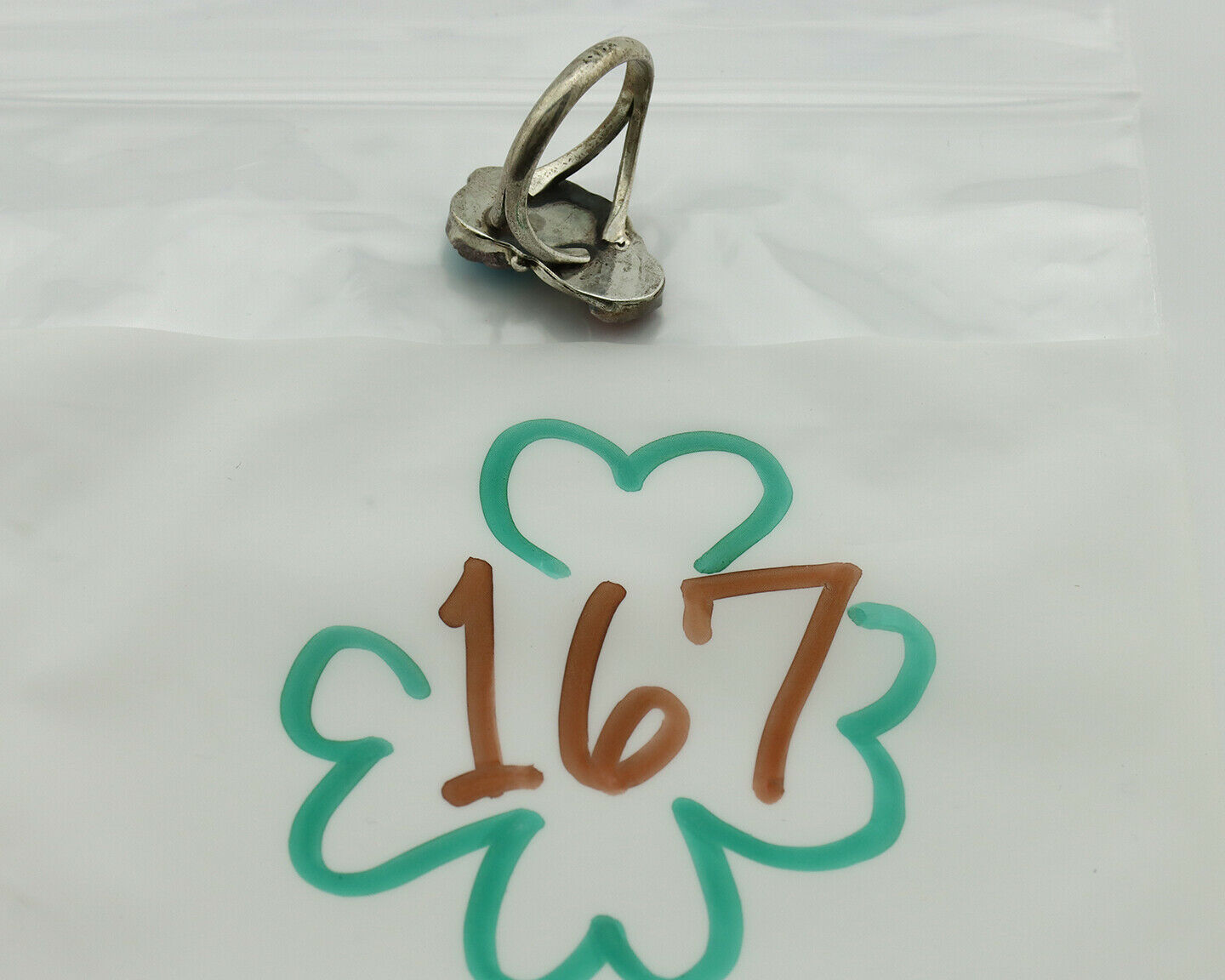 Navajo Ring .925 Silver Turquoise & Coral Native American Artist C.1980's