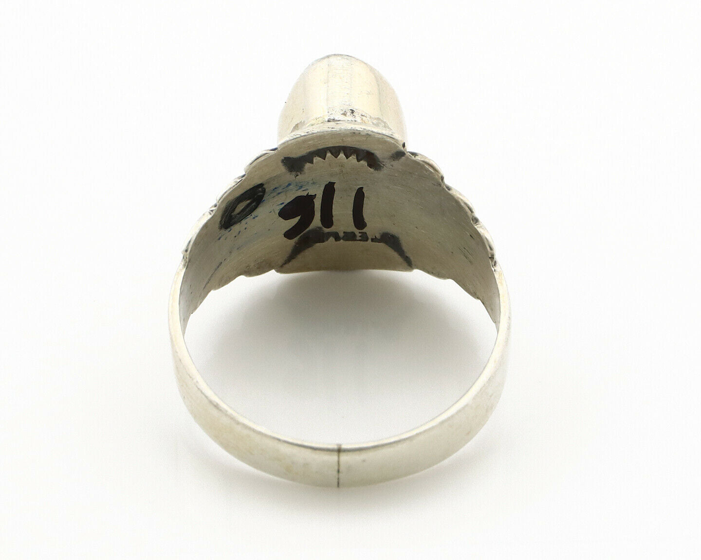 Navajo Ring .925 Silver Kingman Turquoise Artist Signed Apache C.80's