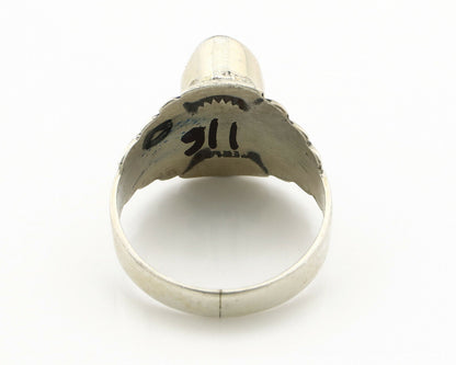 Navajo Ring .925 Silver Kingman Turquoise Artist Signed Apache C.80's