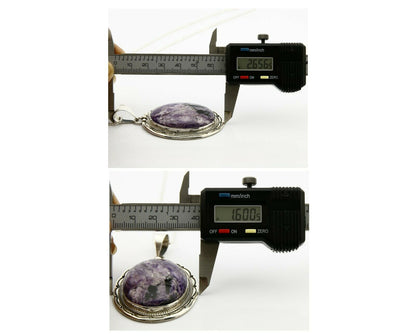 C.1980's Navajo Signed Roie Jaque .925 Silver Large Charoite Necklace