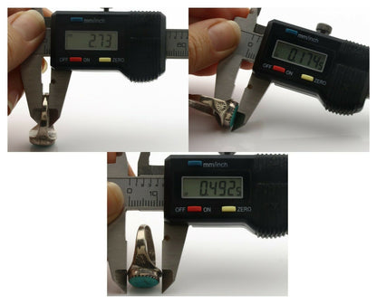 Zuni Ring .925 Silver Natural Blue Turquoise Native American Artist C.1980's