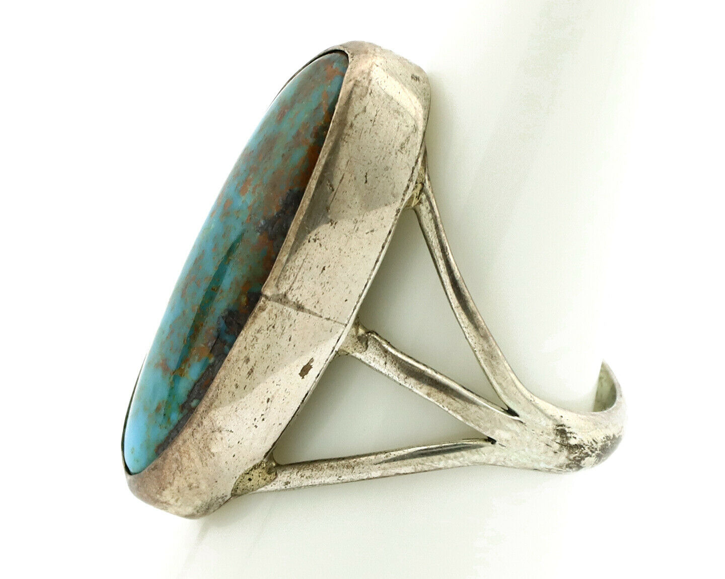 Navajo Ring .925 Silver Nevada Turquoise Native American Artist C.80's
