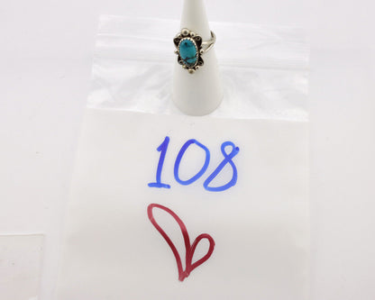 Navajo Ring .925 Silver Spiderweb Turquoise Native American Artist C.1980's