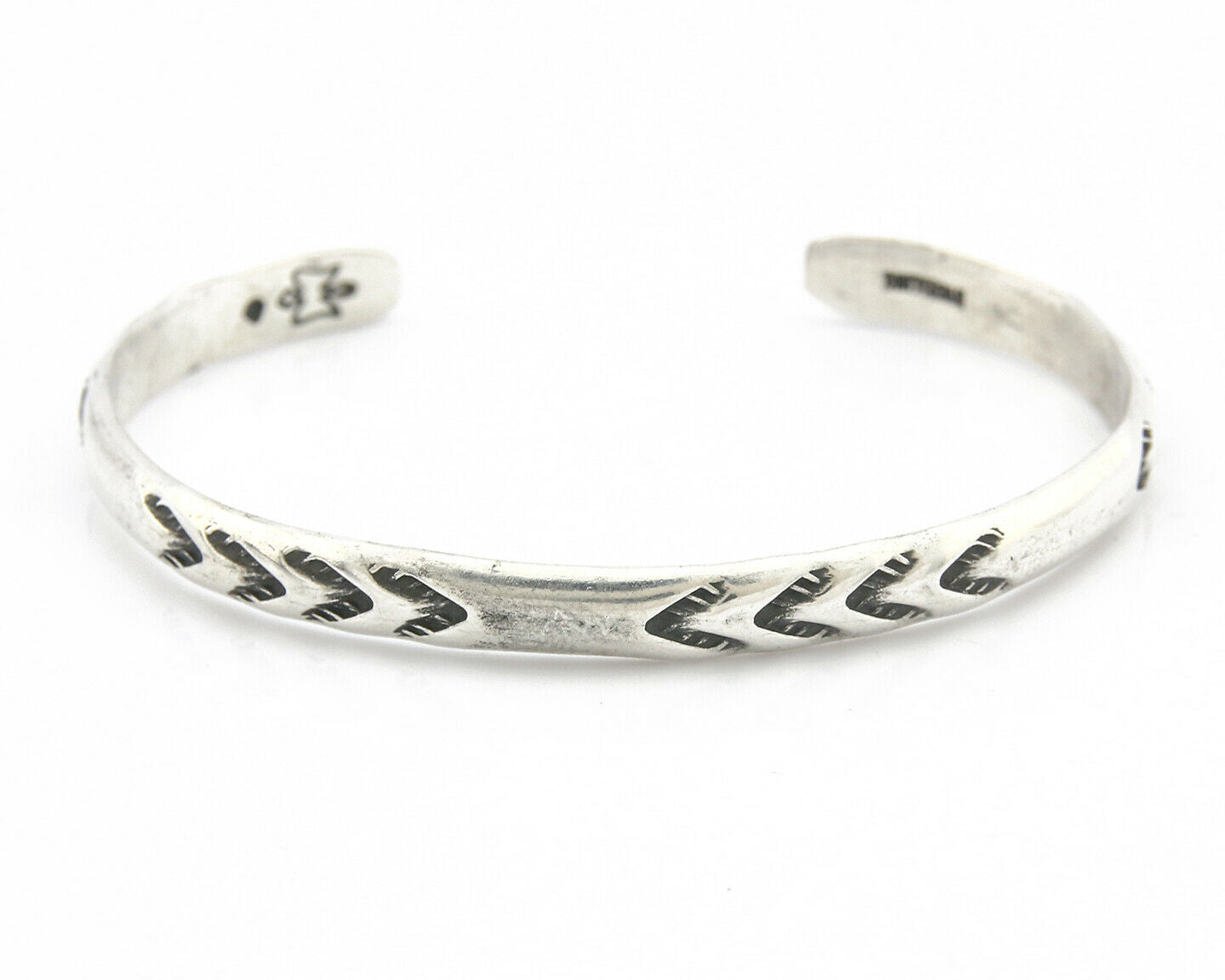 Navajo Bracelet .925 Silver Hand Stamped Arrow Head Artist Montoya C.80's