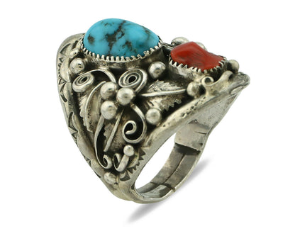Navajo Ring .925 Silver Natural Blue Turquoise Native American Artist C.80's