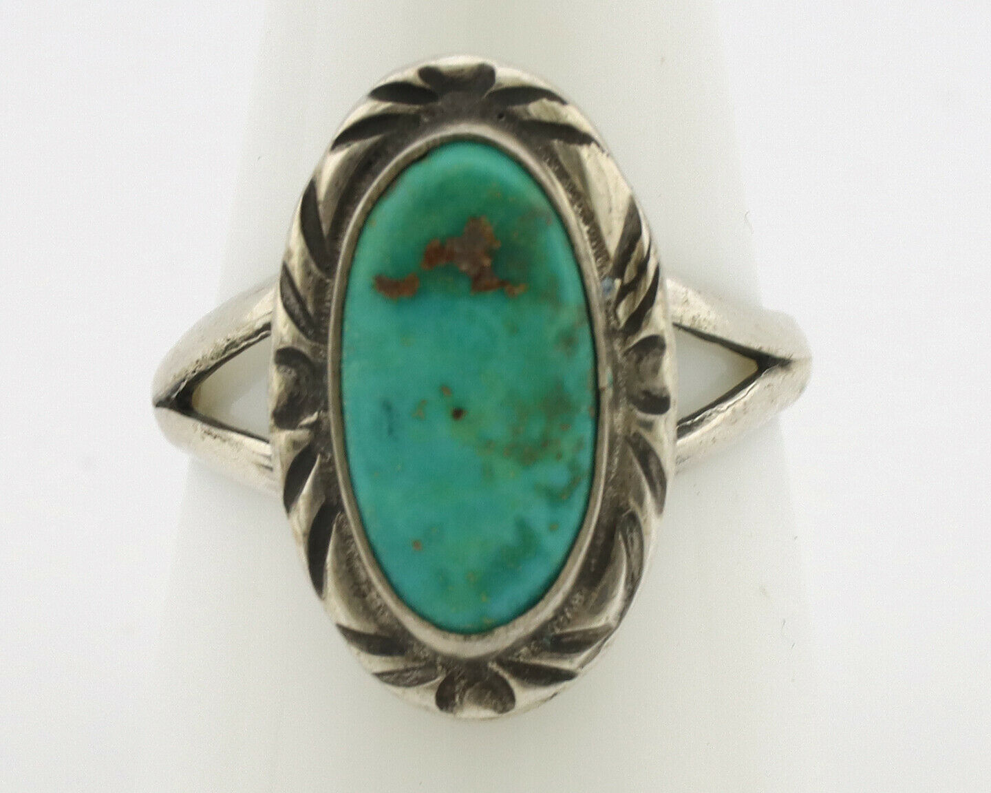 Navajo Ring .925 Silver Kingman Turquoise Native Artist Signed C.80's