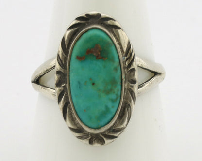 Navajo Ring .925 Silver Kingman Turquoise Native Artist Signed C.80's