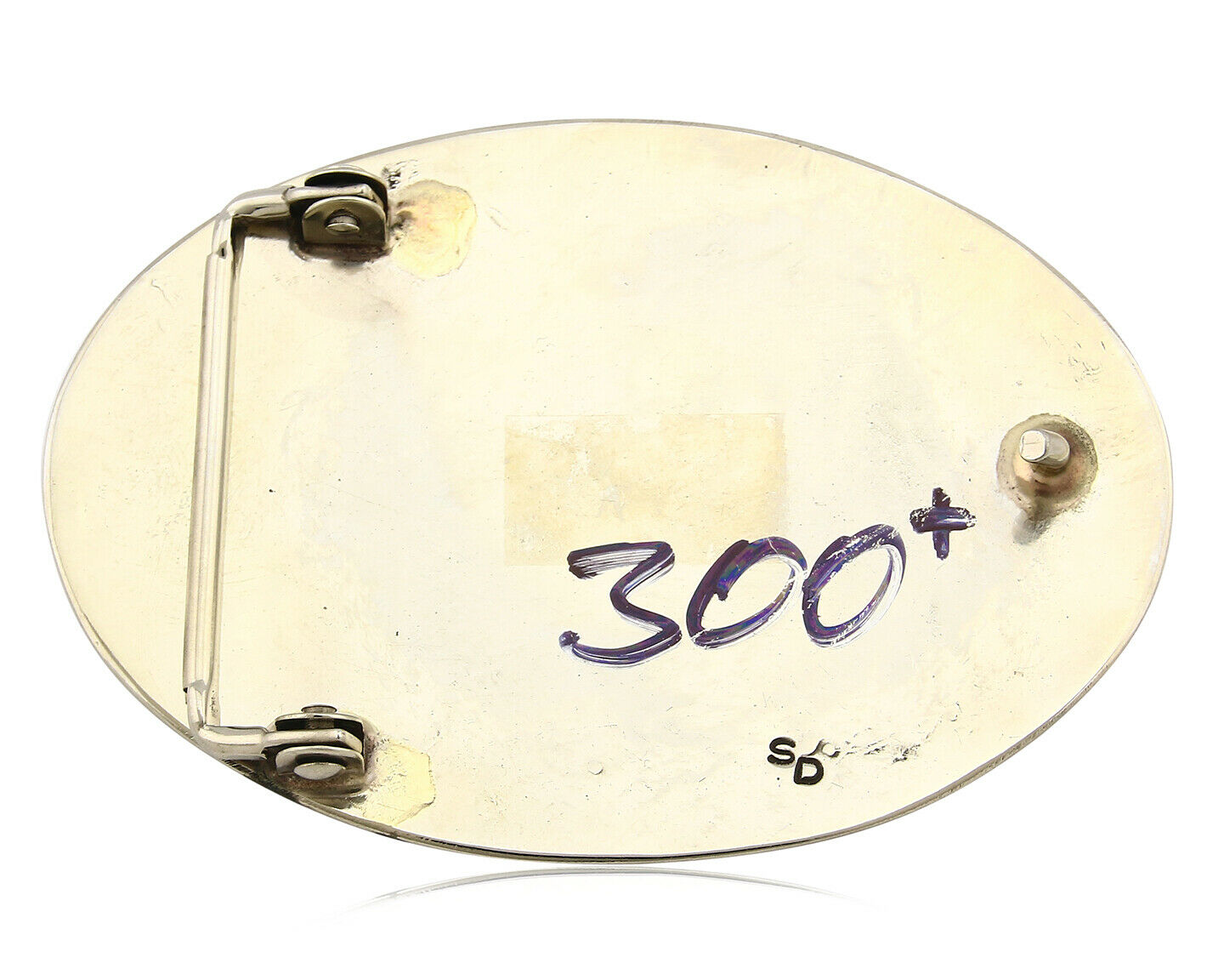 Navajo Belt Buckle .999 Nickle Silver Turquoise Coral Signed SD C.80's