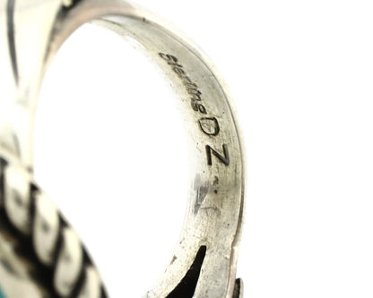 Navajo Ring .925 Silver Morenci Turquoise Artist Signed DZ C.80's