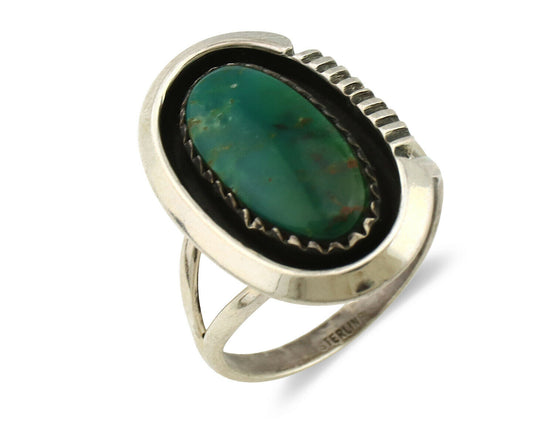 Navajo Ring .925 Silver Kingman Turquoise Native American Artist C.1980's