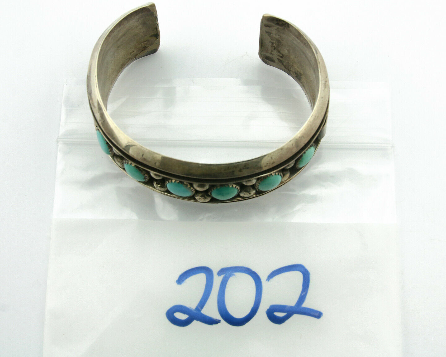 Navajo Bracelet .925 Silver Southwest Turquoise Cuff Artist Native C.80's