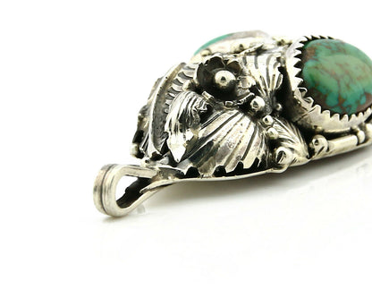 Navajo Pendant .925 Silver Kings Manassas Turquoise Signed Tom Willeto C.80's