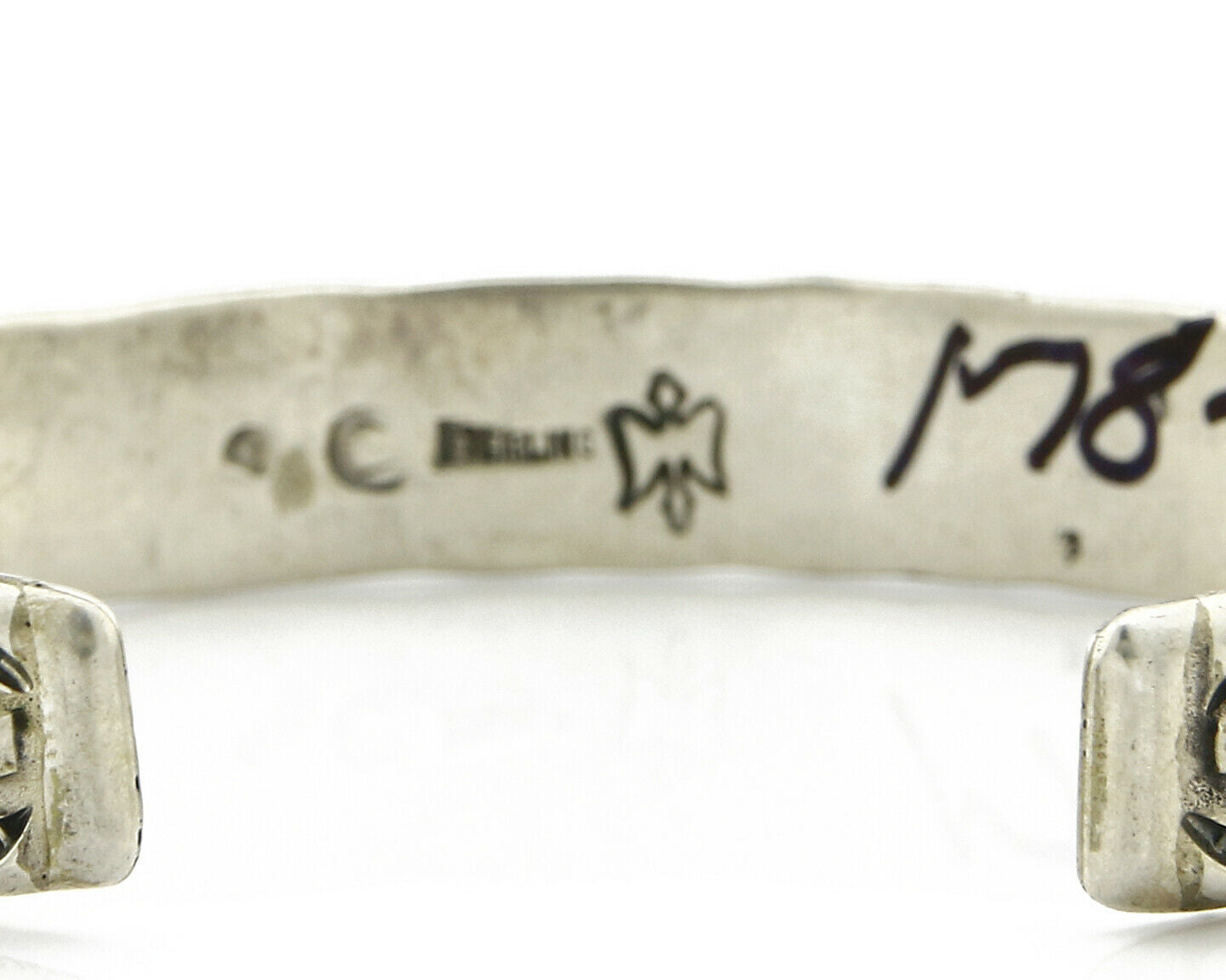 Navajo Bracelet .925 Silver Handmade Hand Stamped Signed Artist C Montoya C.80's
