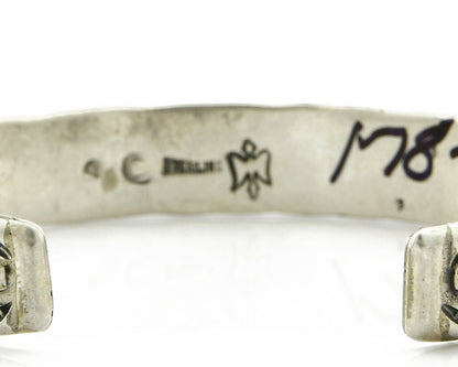 Navajo Bracelet .925 Silver Handmade Hand Stamped Signed Artist C Montoya C.80's
