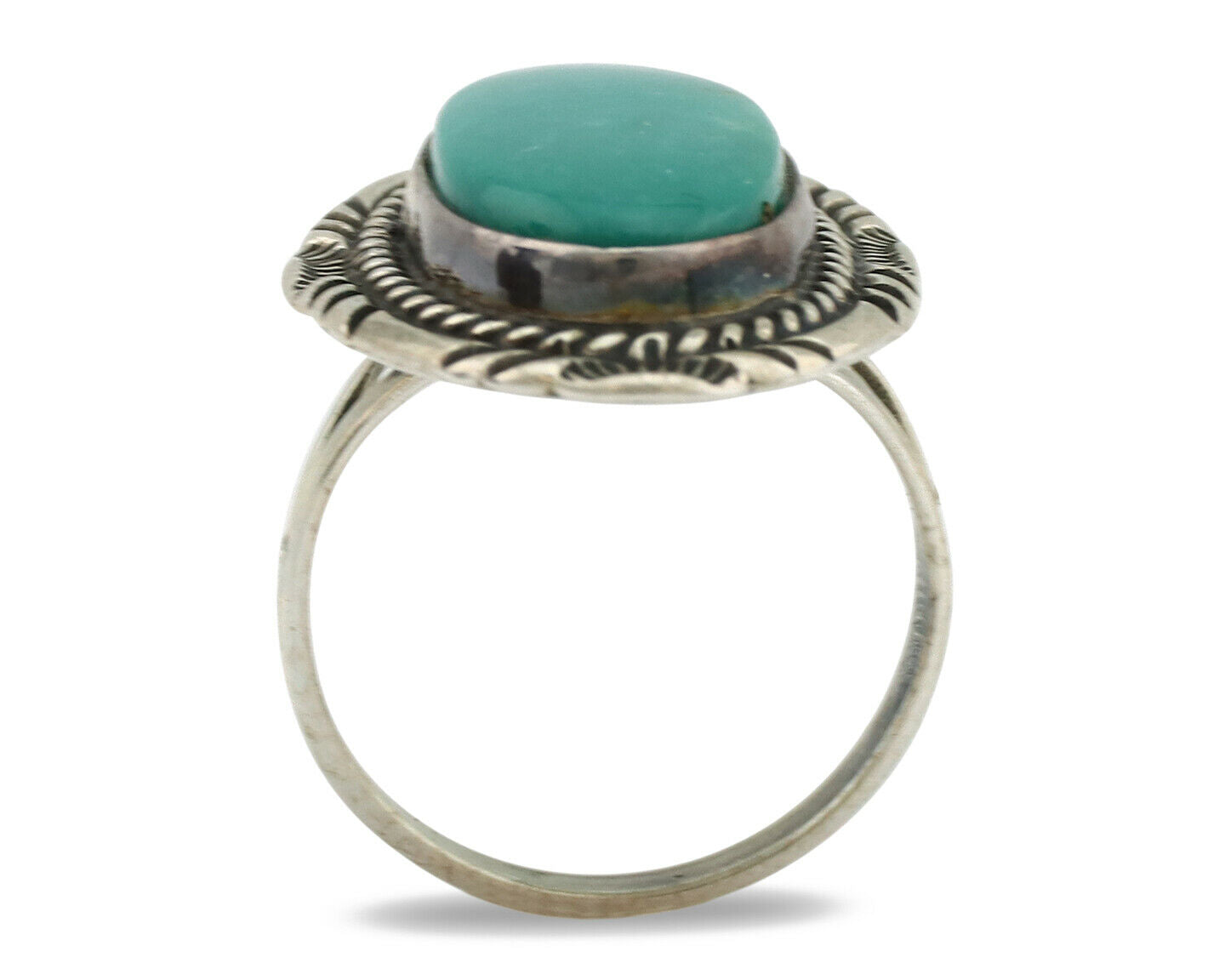 Navajo Ring .925 Silver Nevada Turquoise Native American Artist C.1980's
