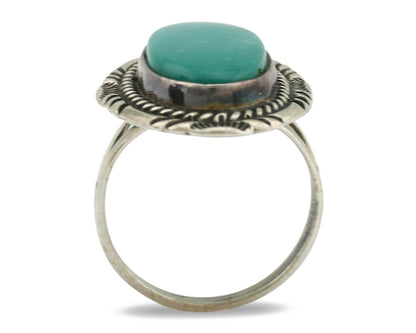 Navajo Ring .925 Silver Nevada Turquoise Native American Artist C.1980's
