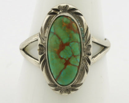 Navajo Ring .925 Silver Natural Spiderweb Turquoise Native Artist Signed C.80's