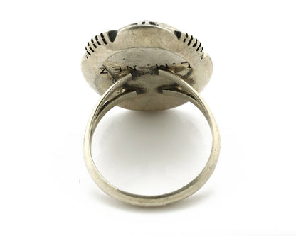 Navajo Ring .925 Silver Spiderweb Turquoise Artist Signed L. M. Nez C80s