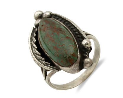 Navajo Ring .925 Silver Manassas Turquoise Signed Native Artist C.80's