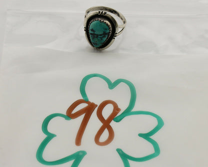 Navajo Ring .925 Silver Blue Nevada Turquoise Native American Artist C.80's